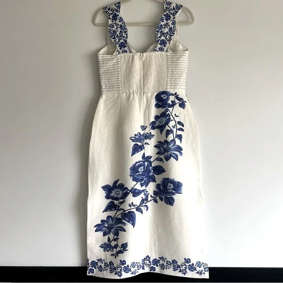 farm rio floral cascade wavy linen sleeveless midi dress Off-White Floral Cascade Wavy Midi Dress by FARM Rio